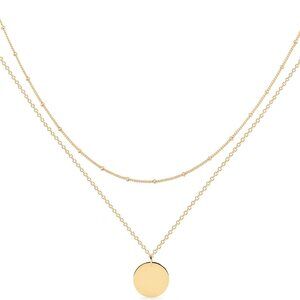 Layered Heart Necklace 18k Gold Plated Gold Choker Long Necklace for Women